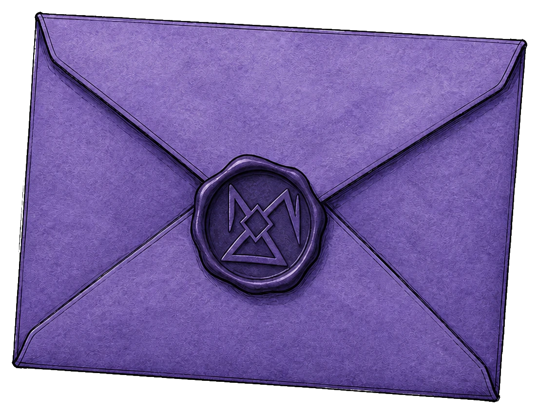 Purple envelope sealed with the Denzilo logo